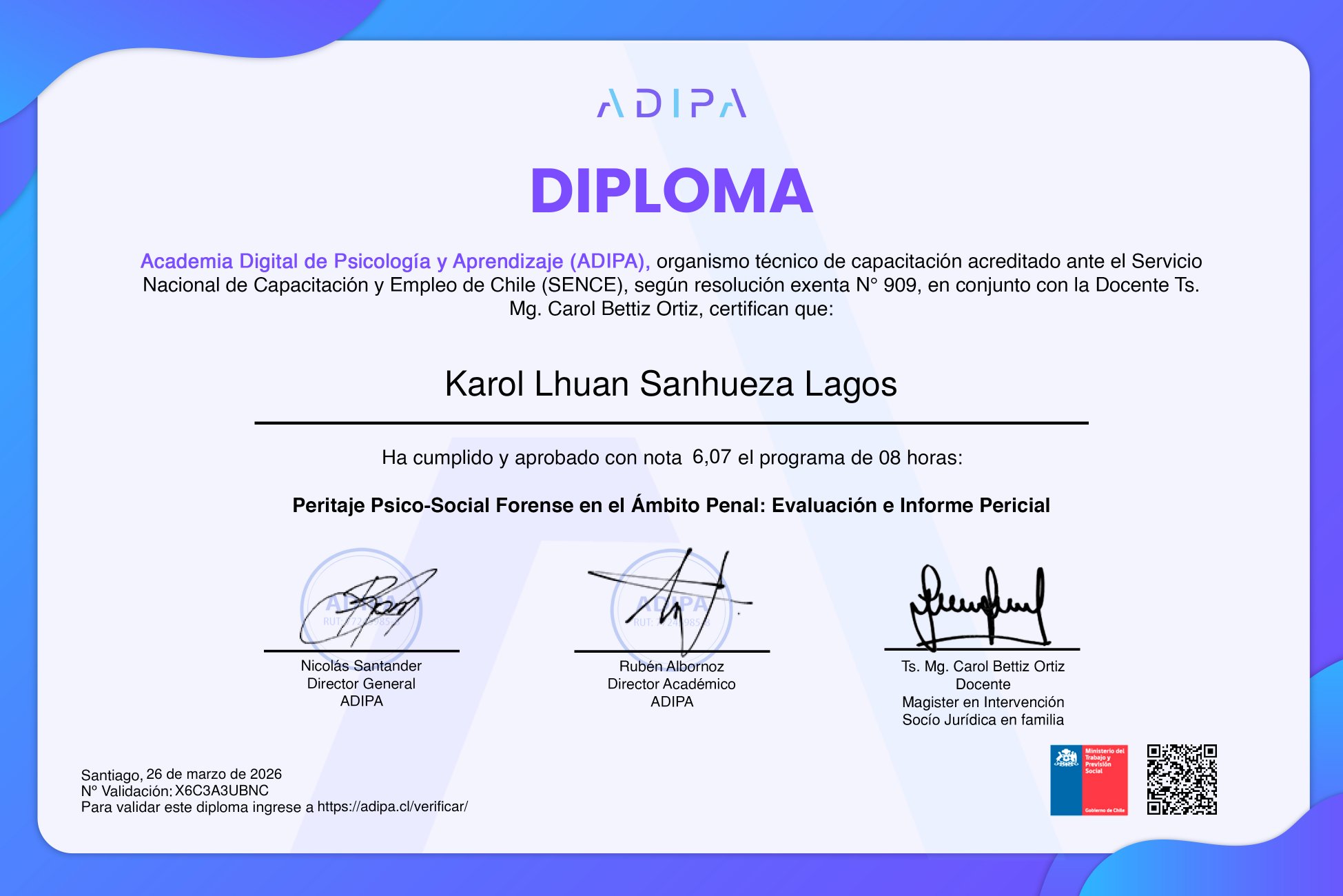 Diploma ADIPA - Peritaje Psicosocial Forense
